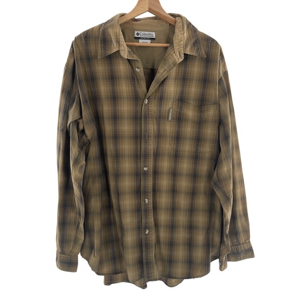 Columbia Other - Columbia XCO Mens XXL Brown/Yellow Plaid Button Up Long Sleeve Shirt